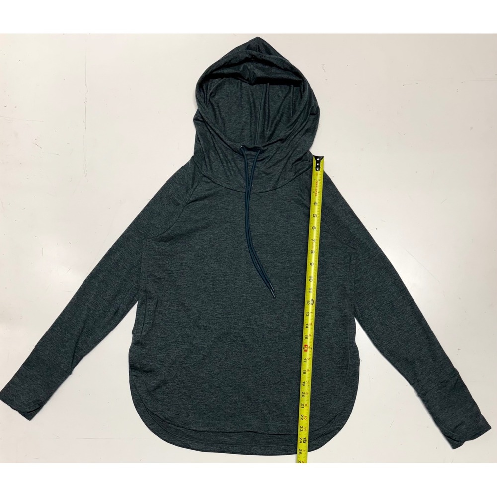 Athleta Womens Small Petite Heathered Blue Cowl Neck Pullover Hoodie RN 54023